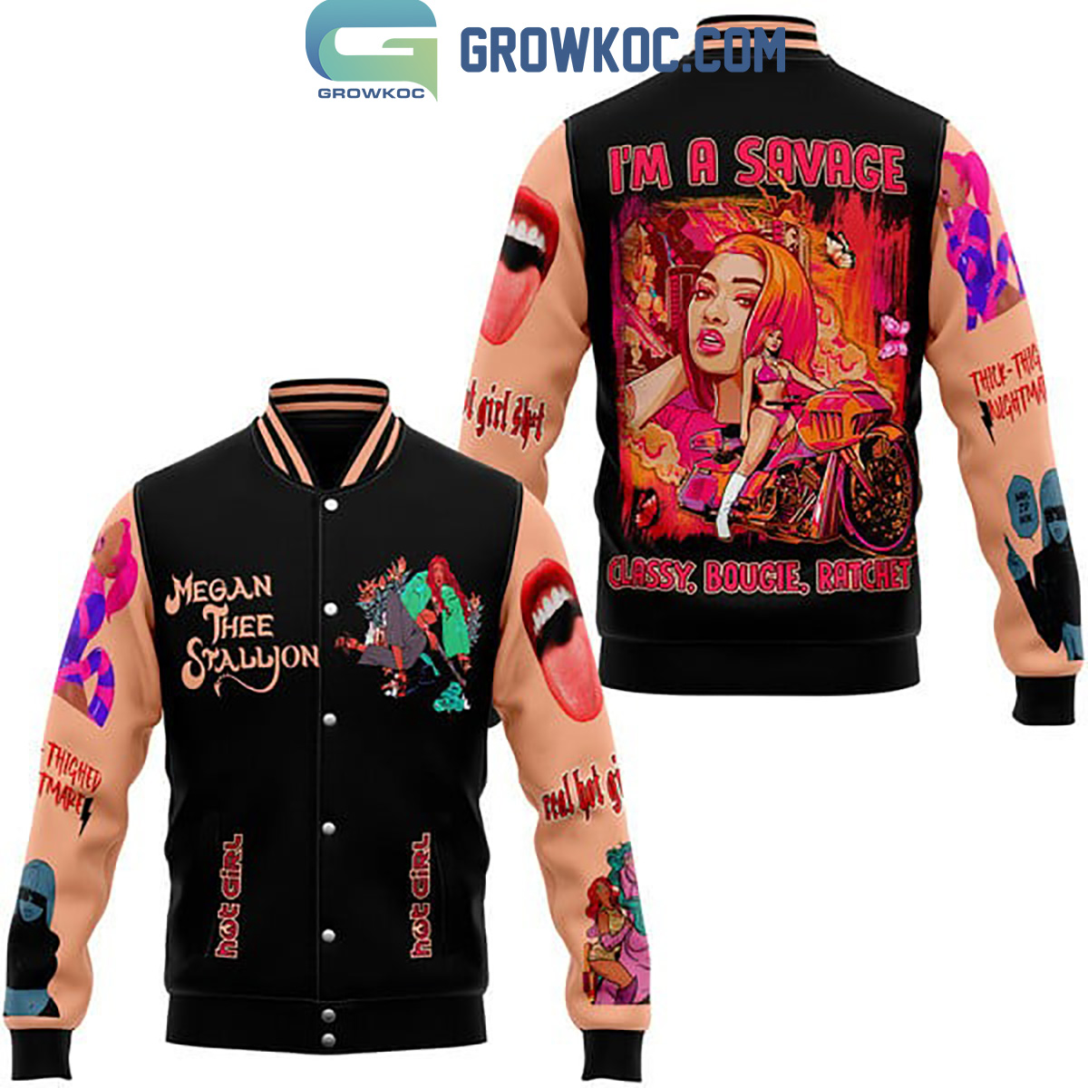 Megan Thee Stallion Im A Savage Classy Bougie Ratchet Baseball Jacket2B1 j7UfK
