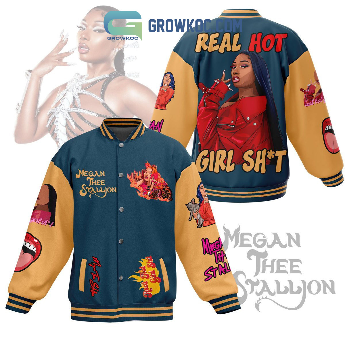 Megan Three Stallion Real Hot Girl Baseball Jacket2B1 kflIO