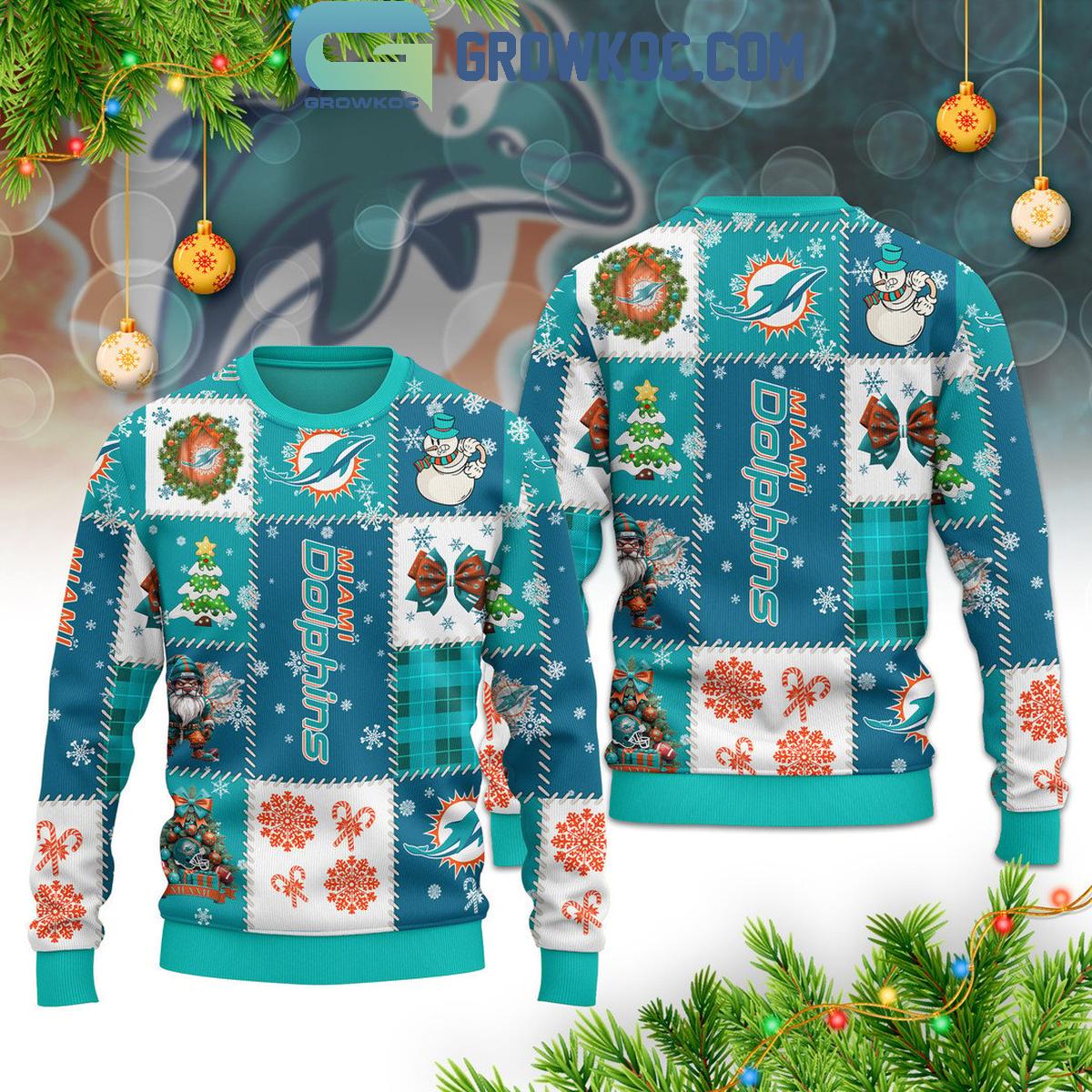 Miami Dolphins 2025 Seasons Greetings Christmas Celebration Ugly Sweater 1 j7XaF