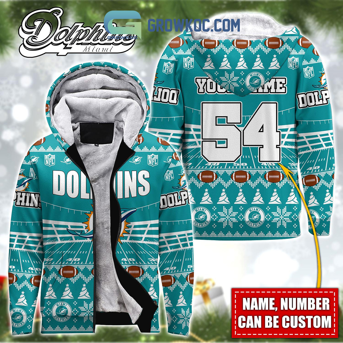Miami Dolphins NFL Christmas Personalized Hoodie Zipper Fleece Jacket2B1 r40dk