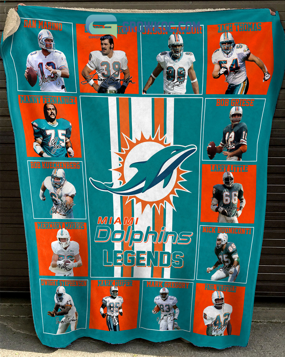 Miami Dolphins NFL Legends In History Fleece Blanket Quilt2B1 vo6Q7