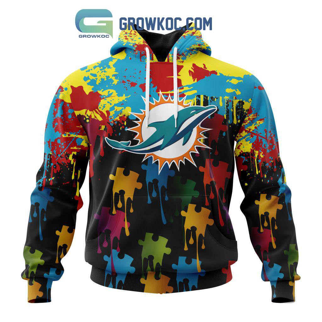Miami Dolphins Personalized Autism Awareness Puzzle Painting Hoodie Shirts2B1 FySfA