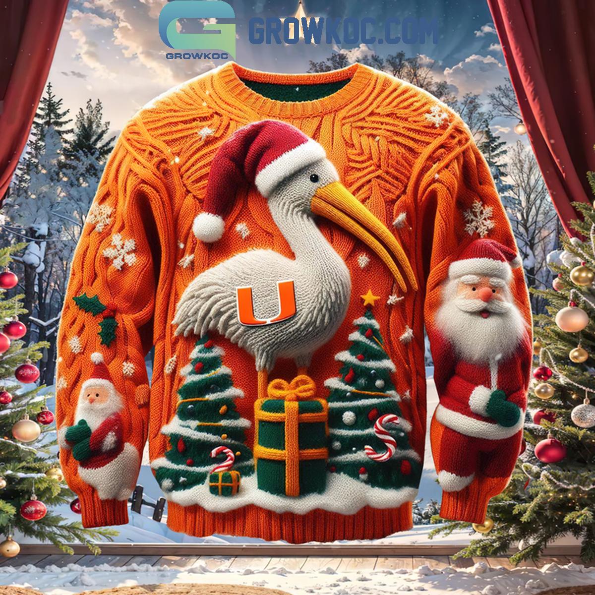 Miami Hurricanes All About U Football 2024 Christmas Ugly Sweater 1 QLVso