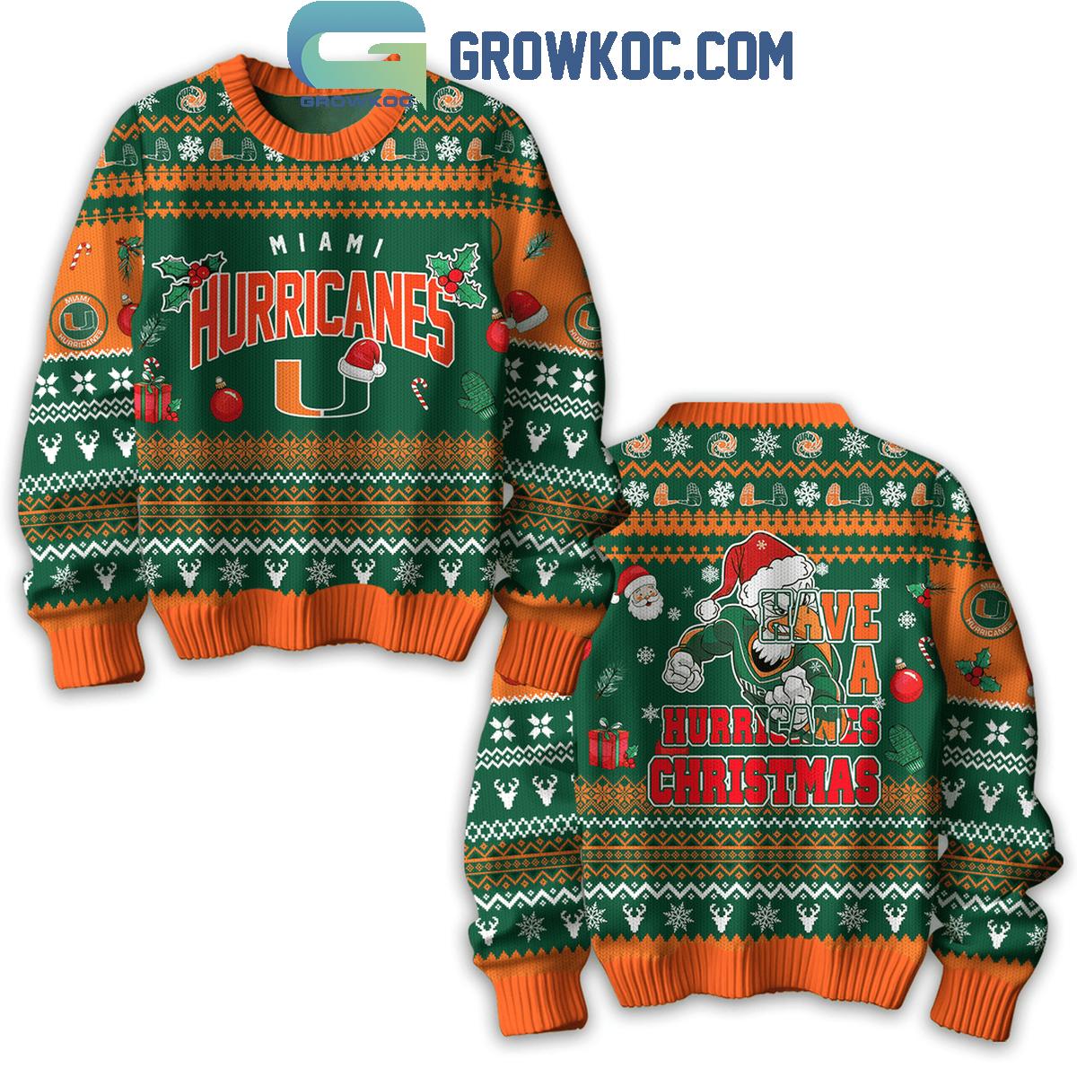 Miami Hurricanes Football Team Have A Merry Christmas Hurricanes Ugly Sweater 1 YJYDH