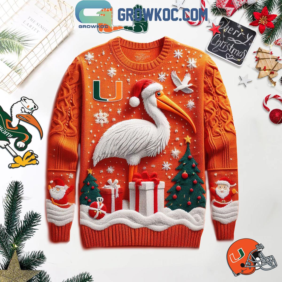 Miami Hurricanes Merry Christmas And Happy New Year Ugly Sweater 1 URBxk