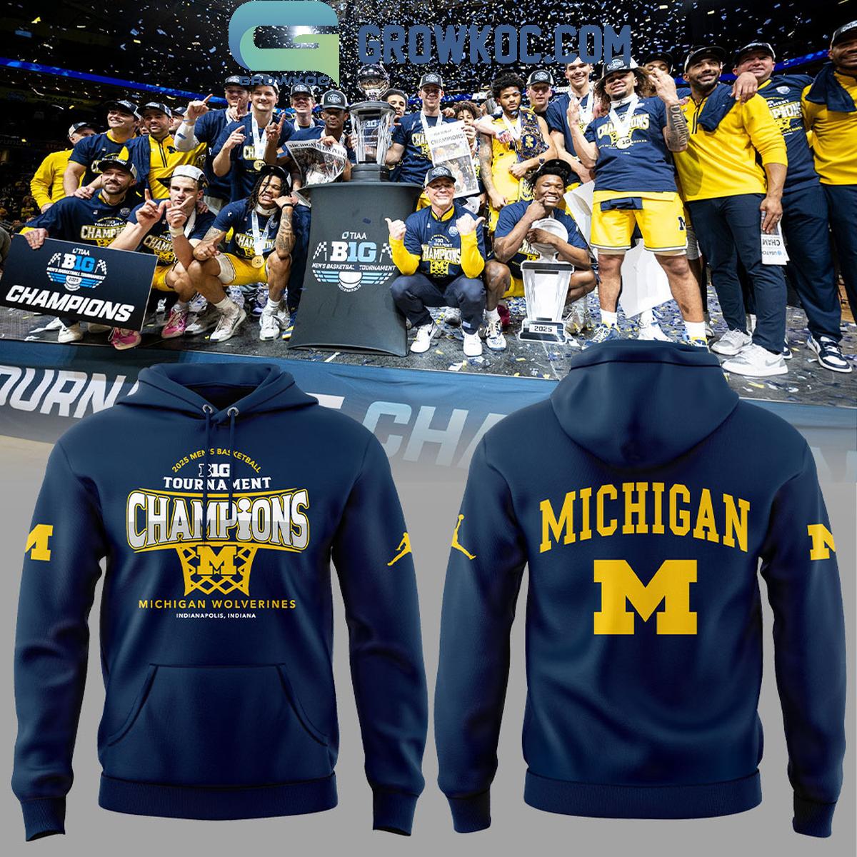 Michigan Wolverines Big Ten Tournament Champions 2025 Hoodie T Shirt 1 9bvjK