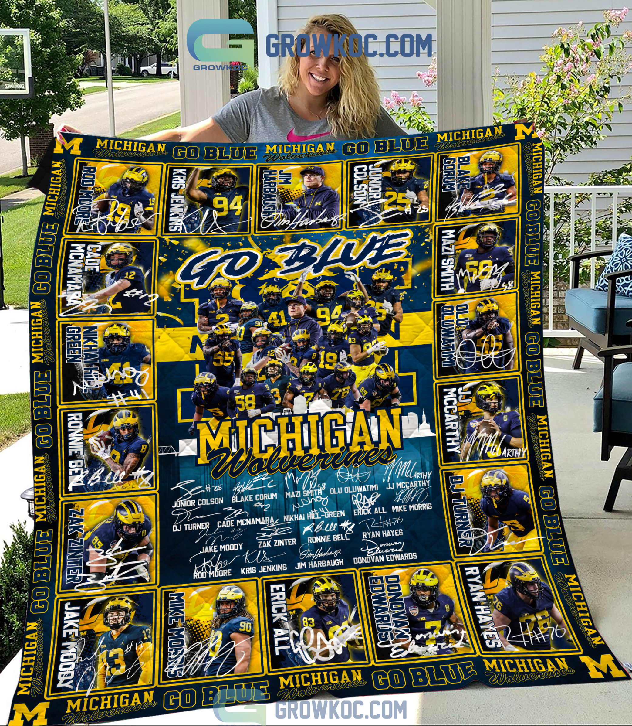 Michigan Wolverines Football Go Blue Fleece Blanket Quilt2B1 1 8TSoQ
