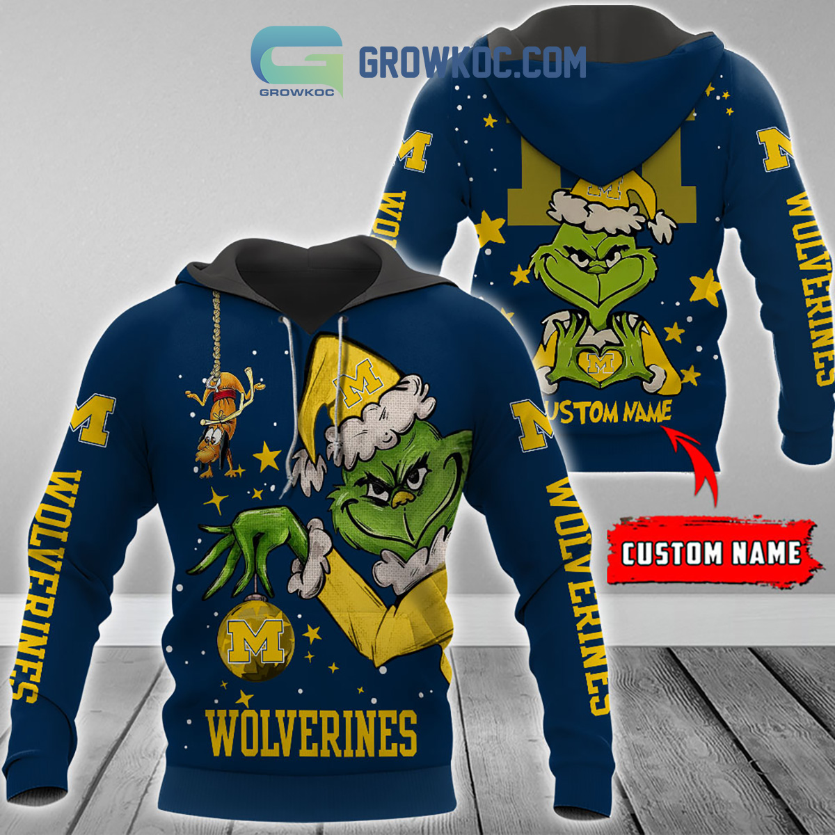 Michigan Wolverines Grinch Christmas Personalized NCAA Hoodie Shirts2B1 HyyDx