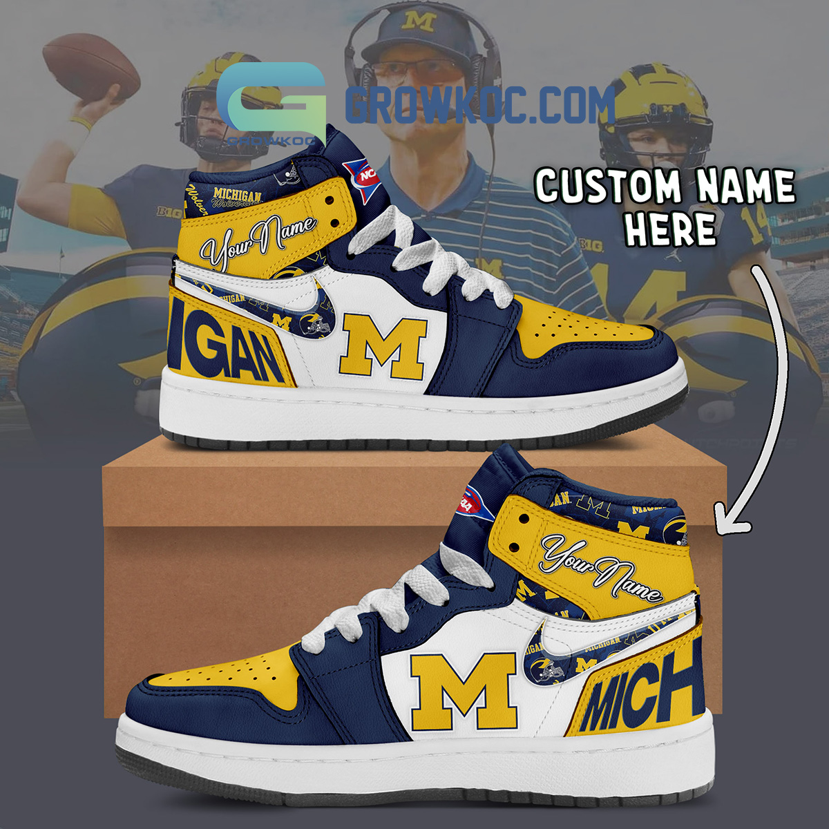Michigan Wolverines NCAA Personalized Air Jordan 1 Shoes2B1 Y1tFz