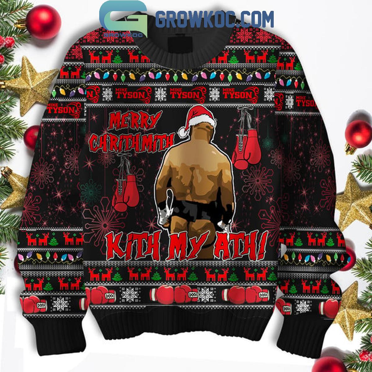 Mike Tyson 2024 Merry Christmas With My Ath Holidays Ugly Sweater 1 DRWwi
