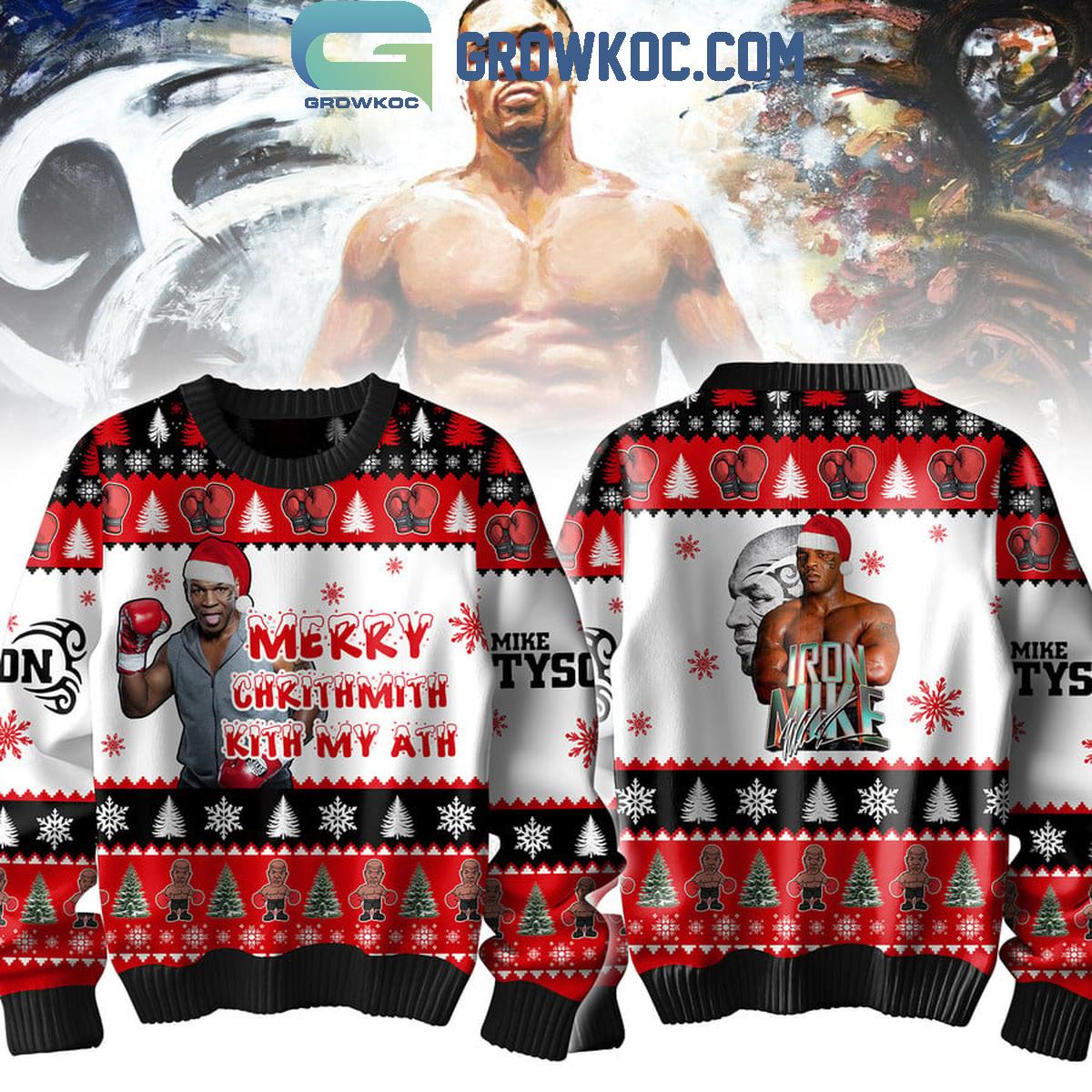 Mike Tyson Iron Mike Merry Chrithmith Kith My Ath Christmas Ugly Sweater 1 xiAs8