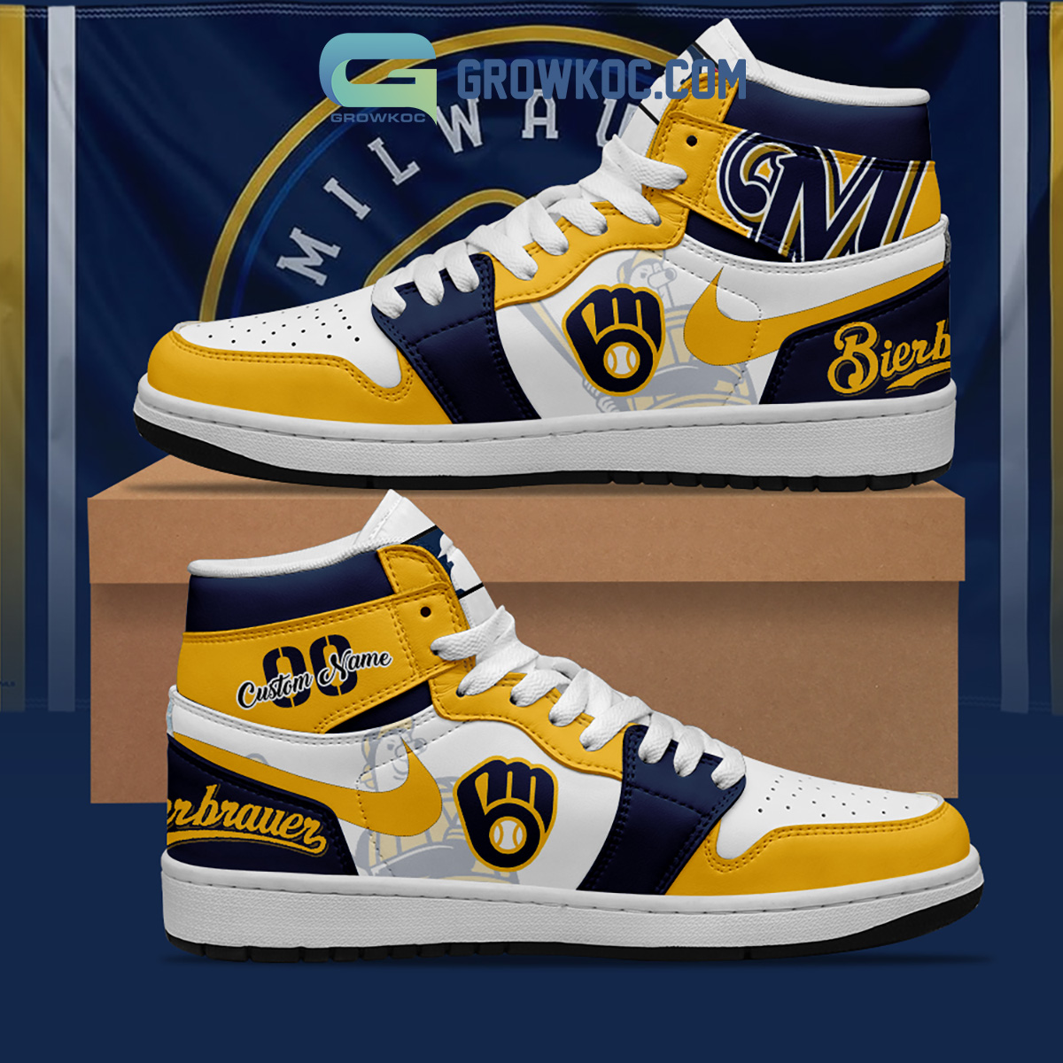 Milwaukee Brewers MLB Personalized Air Jordan 1 Shoes2B1 LiO8J