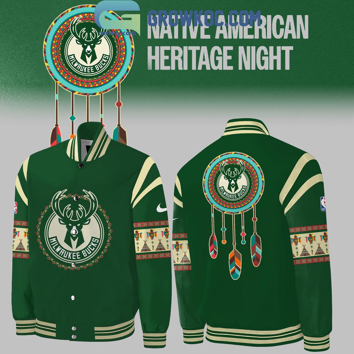 Milwaukee Bucks 2024 Native American Heritage Night Baseball Jacket 1 wOTA2