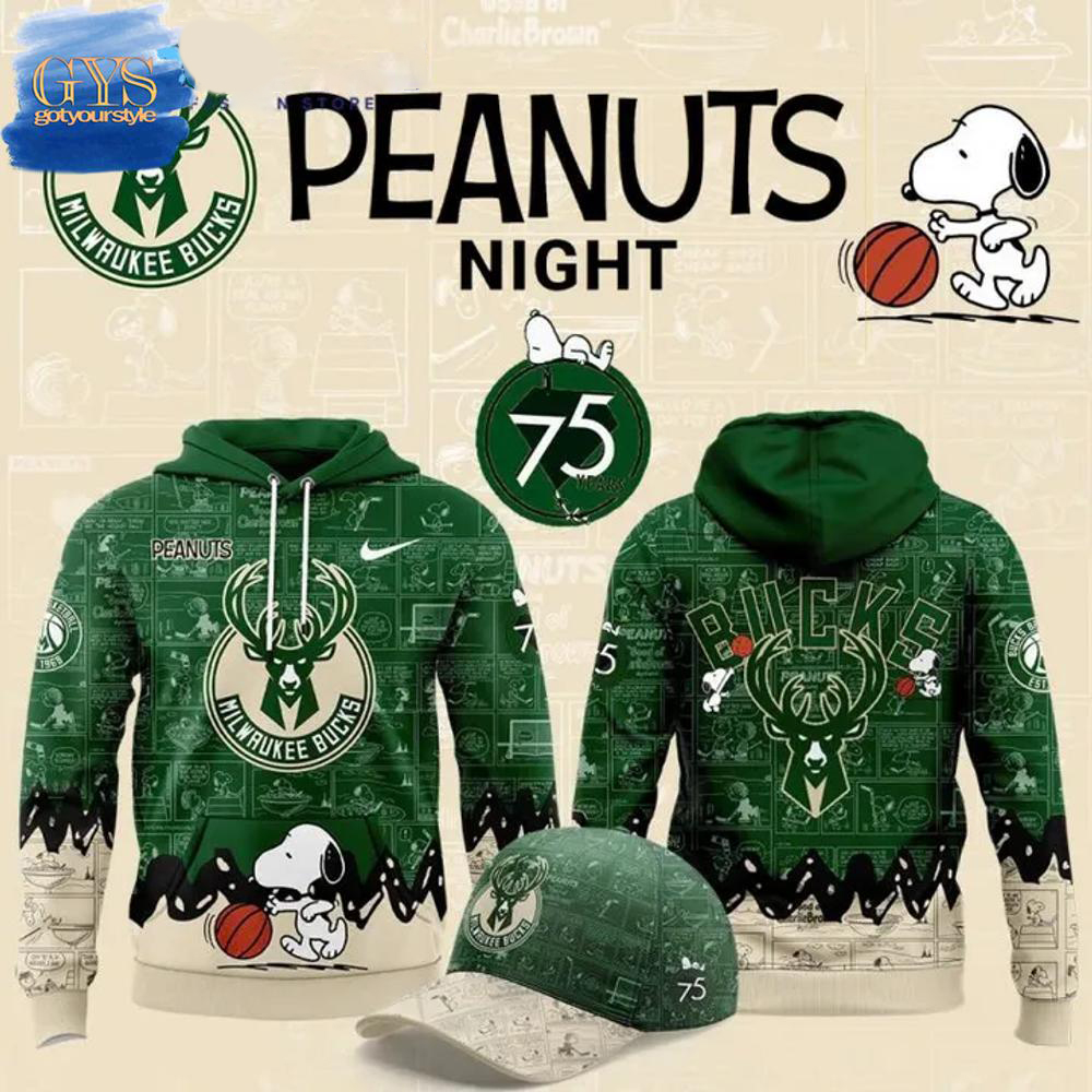 Milwaukee Bucks 75th Anniversary of Peanuts Hoodie 1