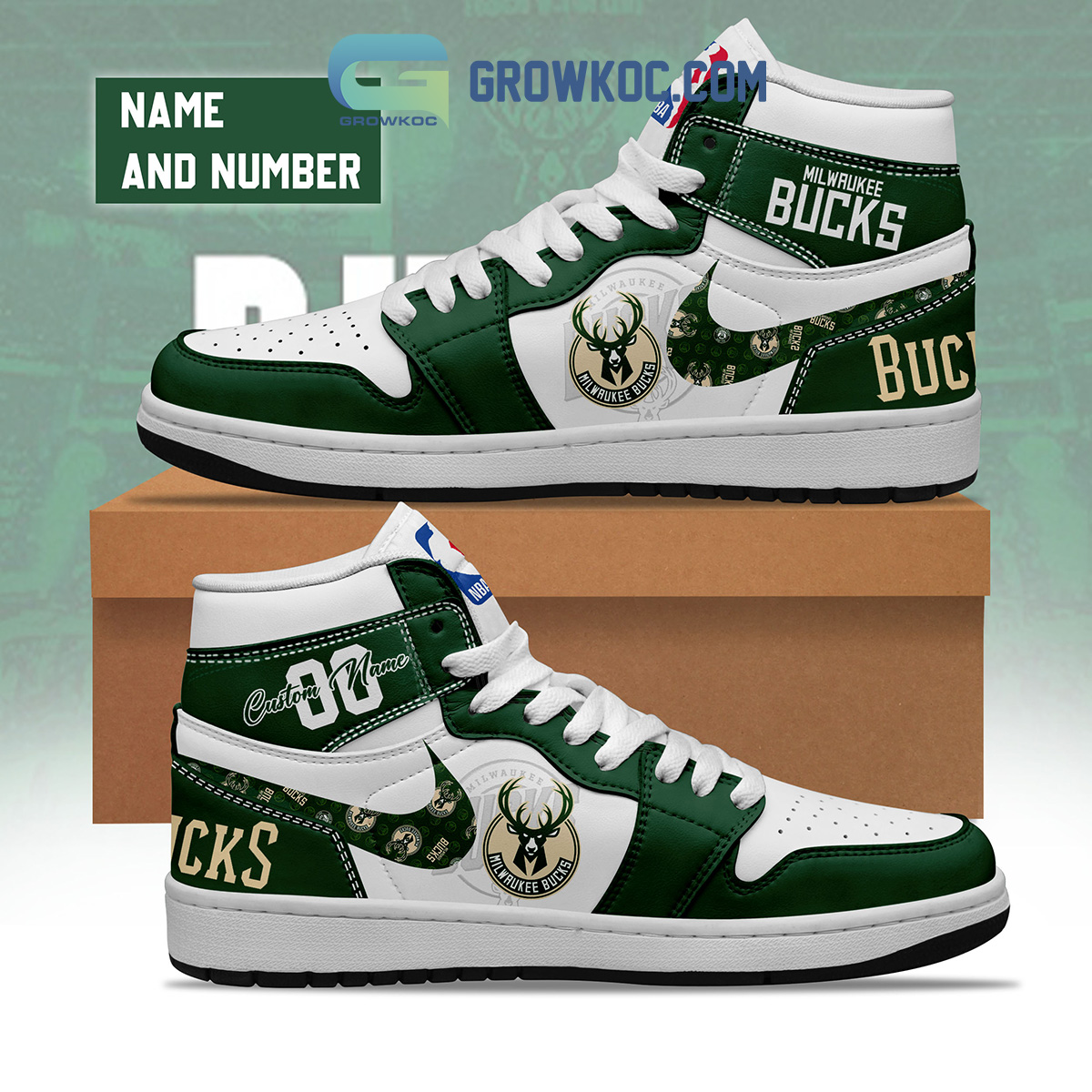 Milwaukee Bucks NBA Personalized Air Jordan 1 Shoes2B1 agFBw
