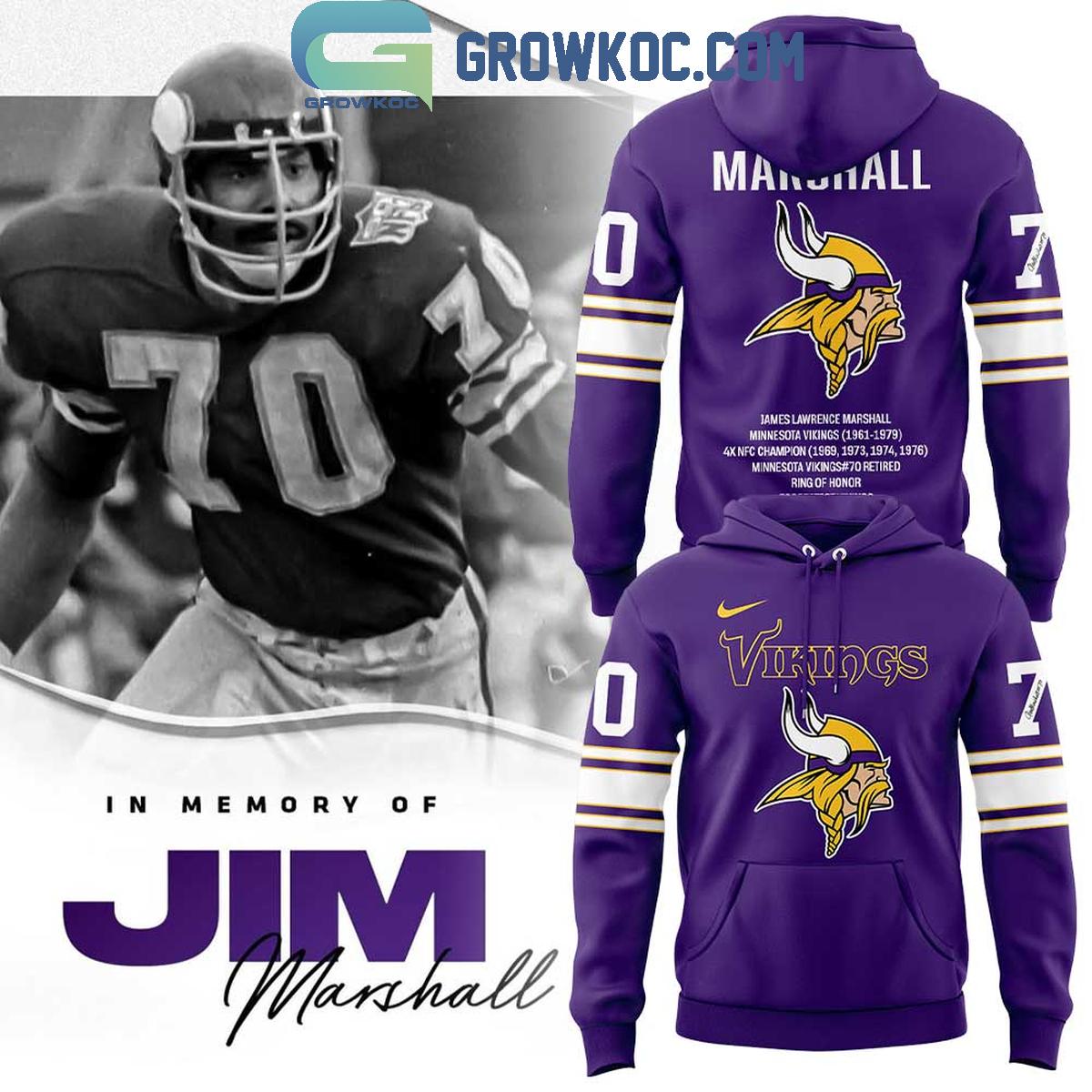 Minessota Vikings Jim Marshall Memories Hoodie T Shirt 1 G08BK