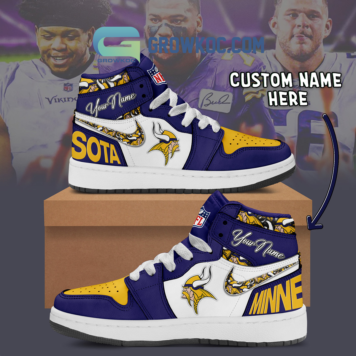 Minnesota Vikings Personalized Air Jordan 1 High Top Shoes Sneakers2B1 RRGp1