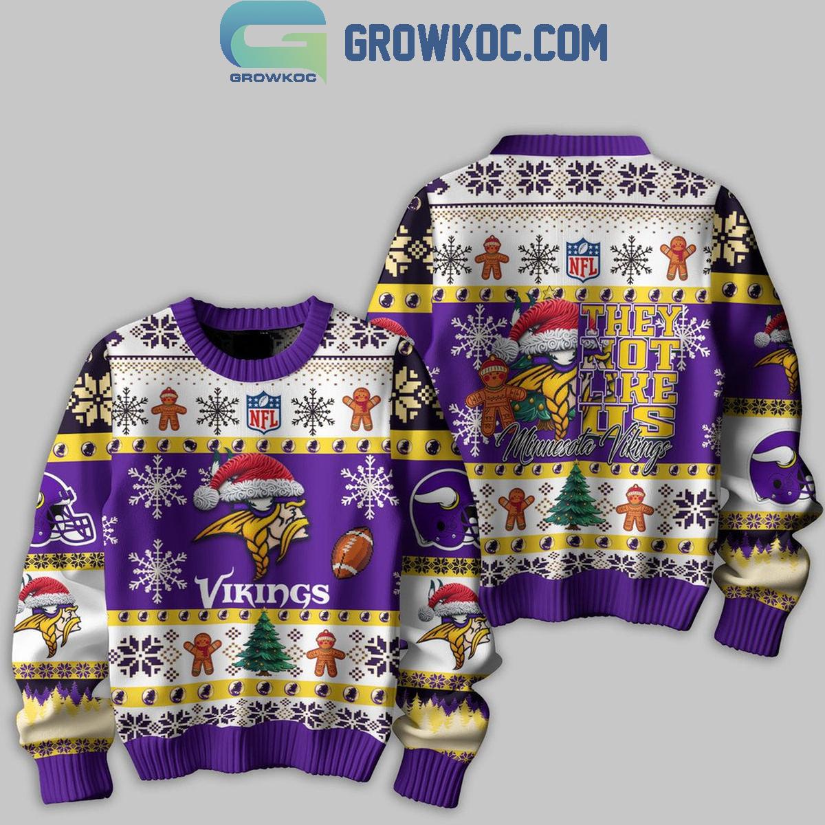 Minnesota Vikings They Not Like Us Christmas Happy Holidays Ugly Sweater 1 wT80N