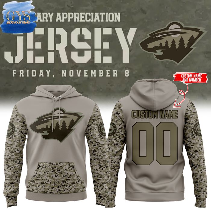Minnesota Wild Military Appreciation 2024 Camo Hoodie 1