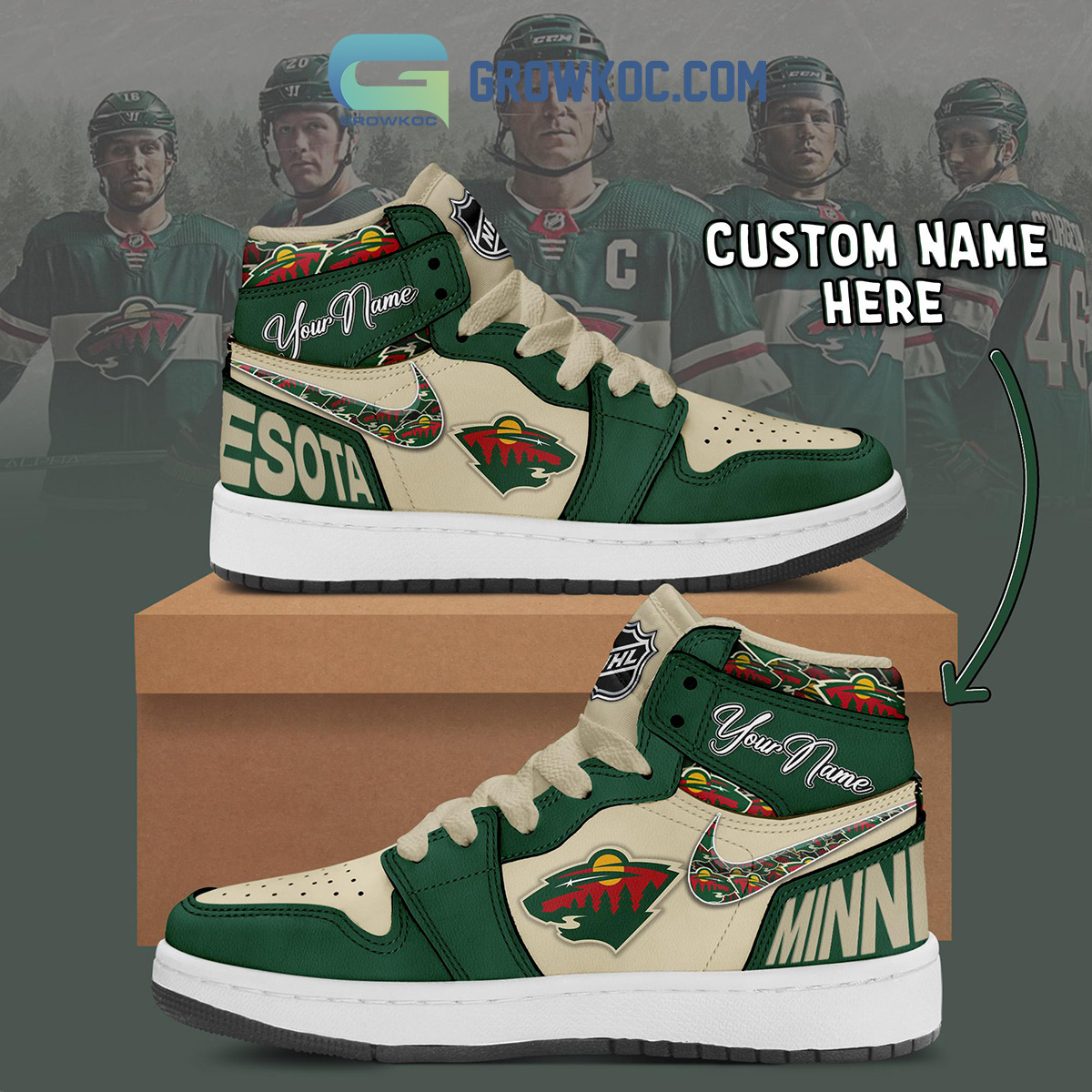 Minnesota Wild NHL Personalized Air Jordan 1 Shoes2B1 lkkF7