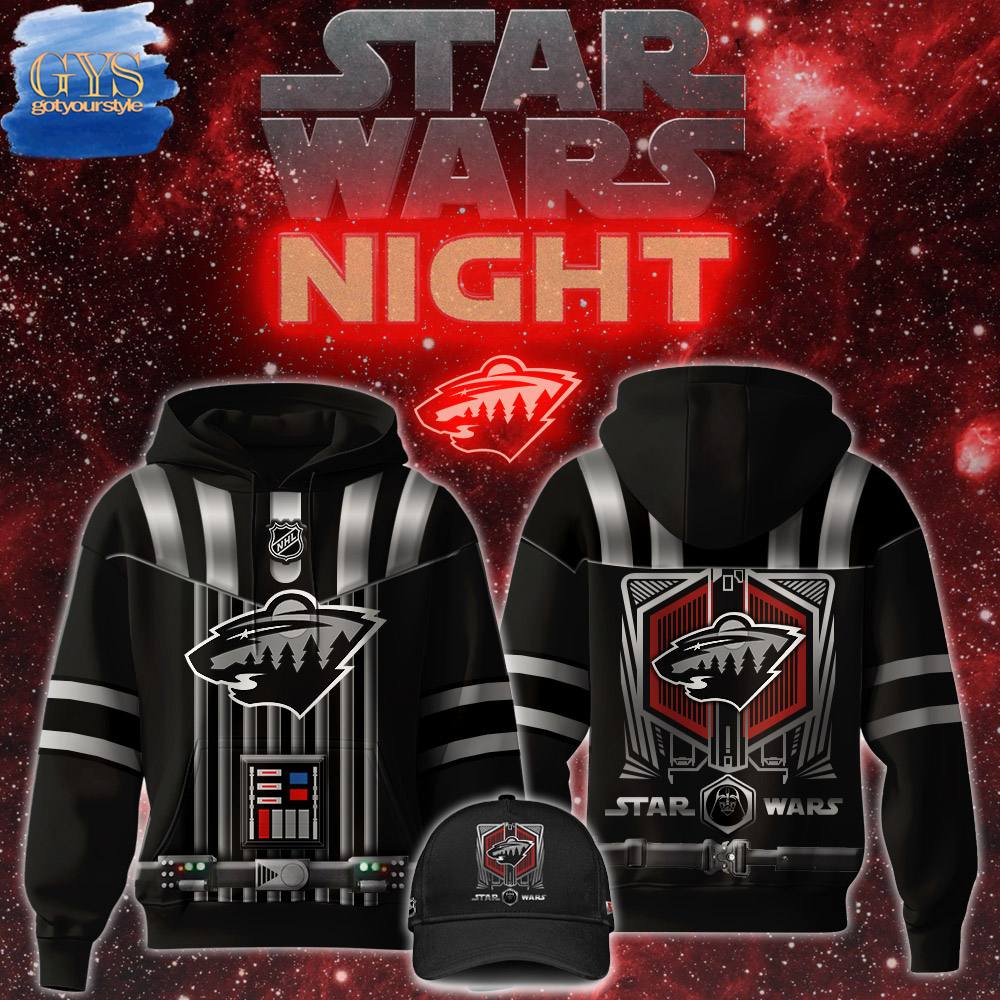 Minnesota Wild x Star Wars Night 2024 Limited Edition Black Hoodie 1