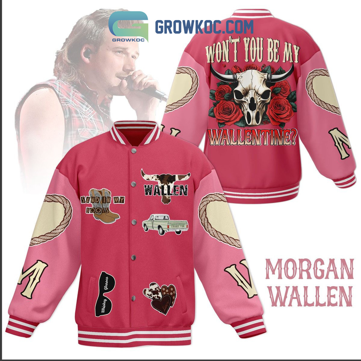 Morgan Wallen Valentine Wallentine Baseball Jacket2B1 kGdMx