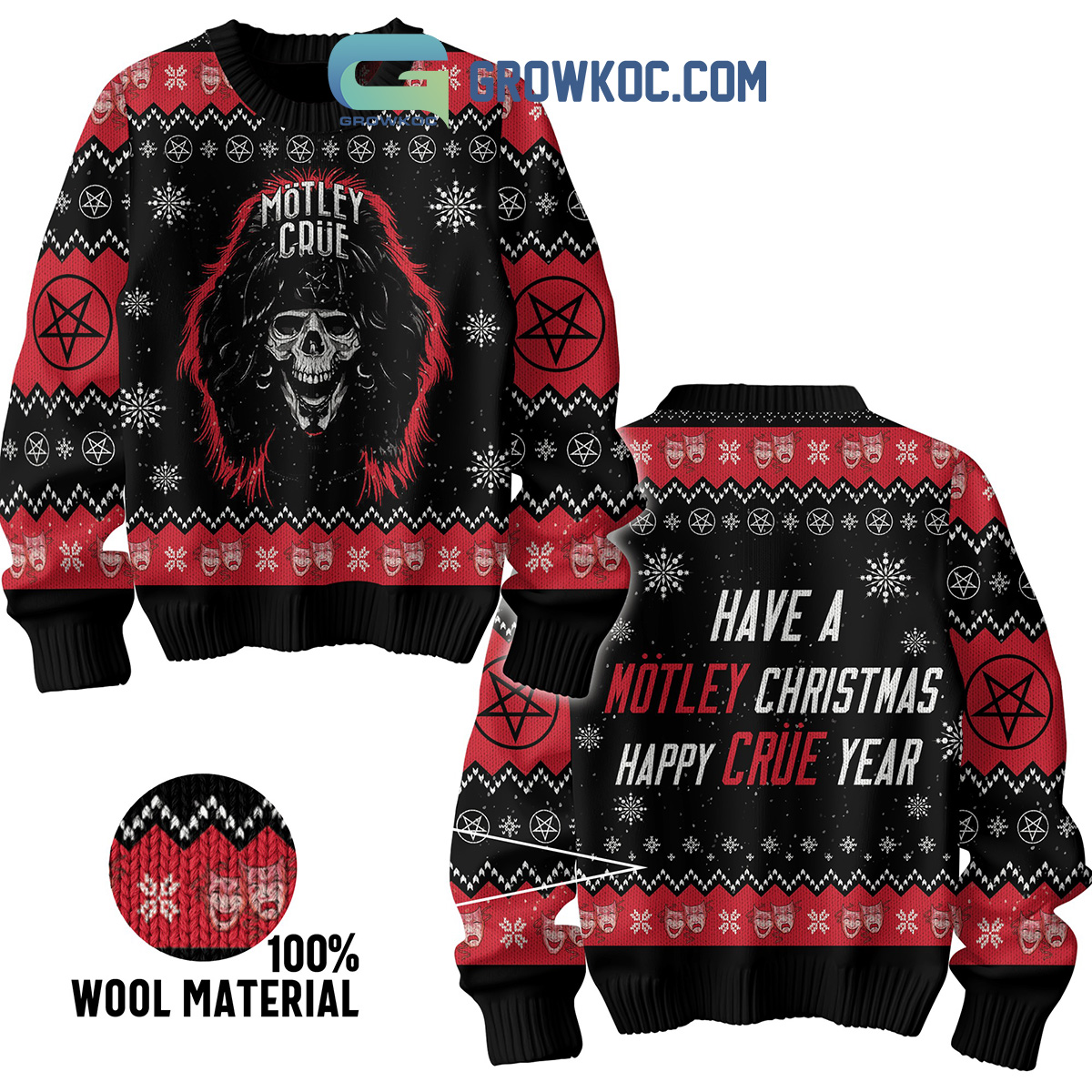Motley Crue Happy New Year Merry Christmas Ugly Sweater2B1 R1ZIs