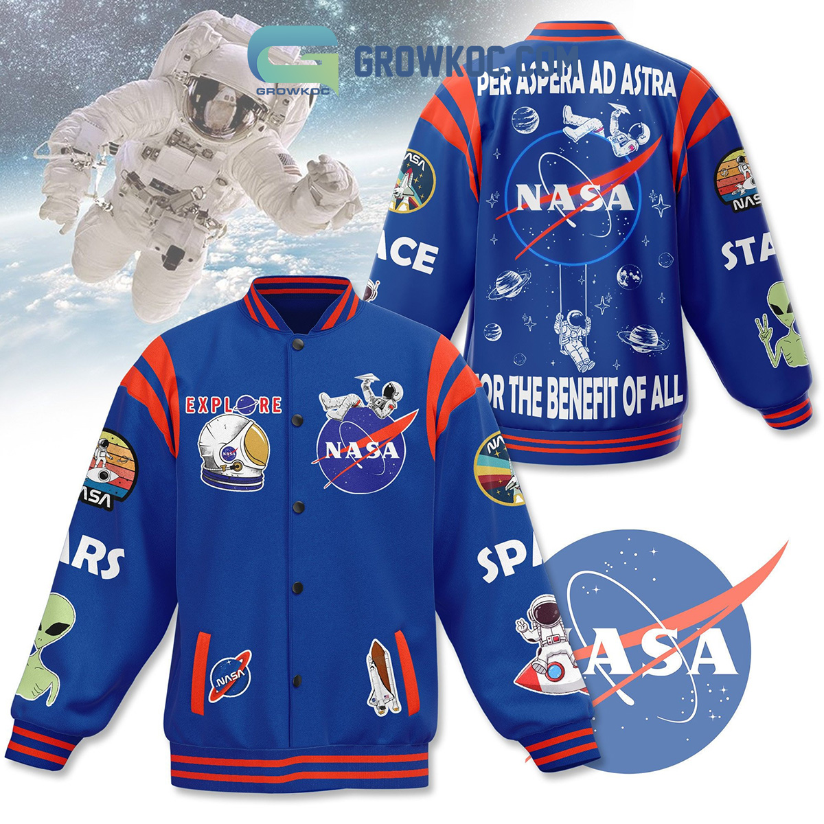 NASA Explore Mars Aliens Baseball Jacket2B1 pd2OY