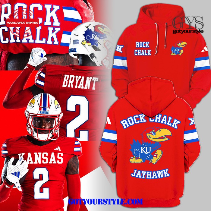 NCAA Kansas Jayhawk 2024 Big 12 Red Rock Chalk Limited Hoodie 1