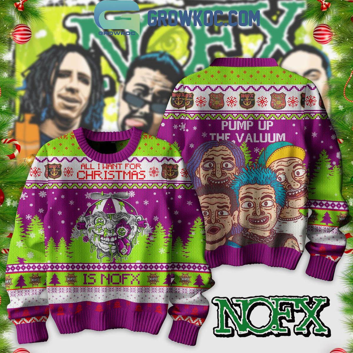 NOFX Pump Up The Valuum Christmas Ugly Sweater 1 gmGnn