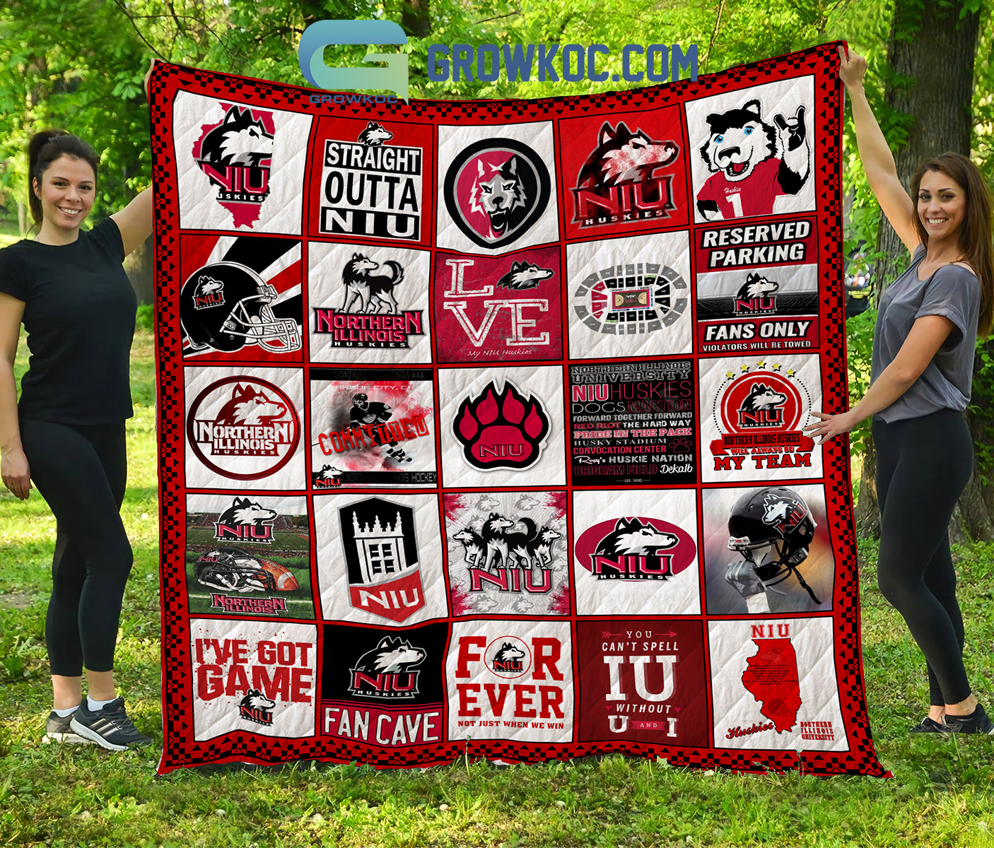 NORTHERN ILLINOIS HUSKIES NCAA Collection Design Fleece Blanket Quilt2B1 X95mY