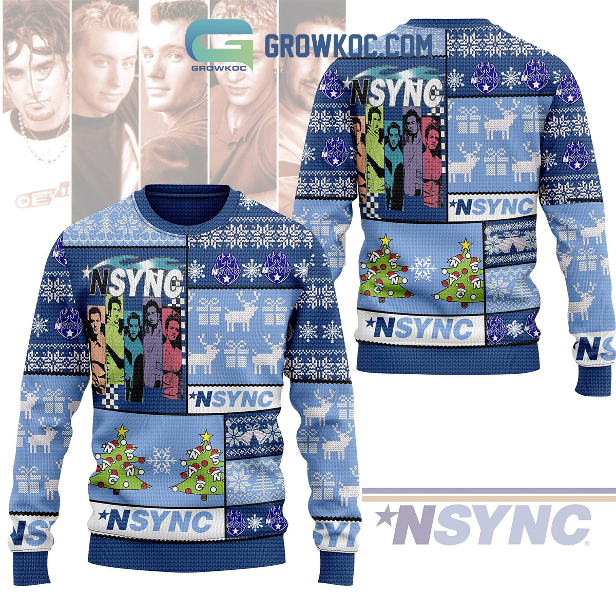 NSYNC Chris Kirkpatrick Justin Timberlake Joey Fatone Lance Bass JC Chasez Christmas Ugly Sweaters2B1 UxEA0