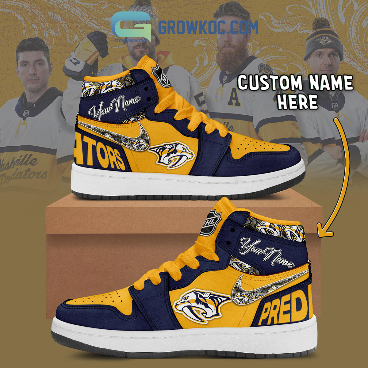Nashville Predators NHL Personalized Air Jordan 1 Shoes2B1 CDBZO