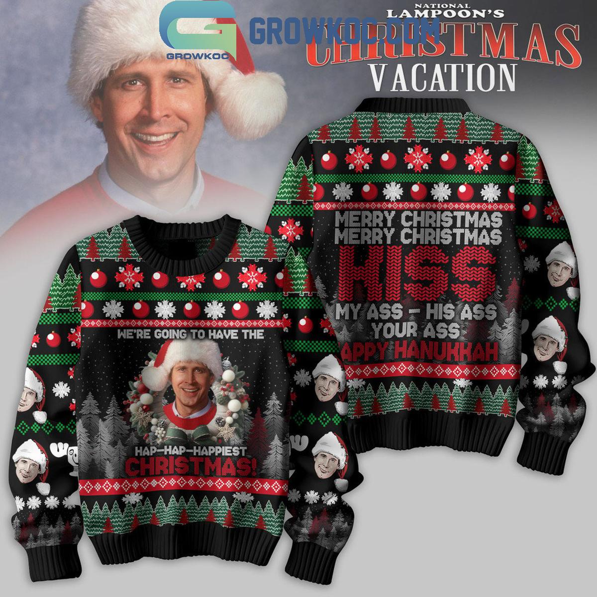 National Lampoons Christmas Vacation Merry Merry Kiss My Ass His Ass Ugly Sweater 1 LymTw