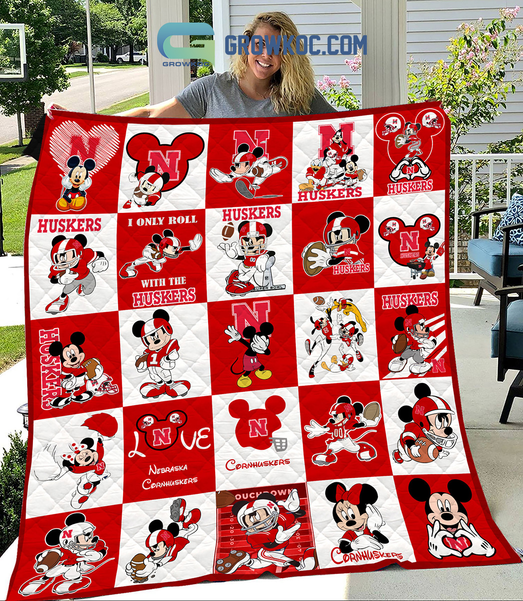 Nebraska Cornhuskers NCAA Mickey Disney Fleece Blanket Quilt2B1 Y03NT Nebraska Cornhuskers NCAA Mickey Disney Fleece Blanket Quilt2B1 Y03NT