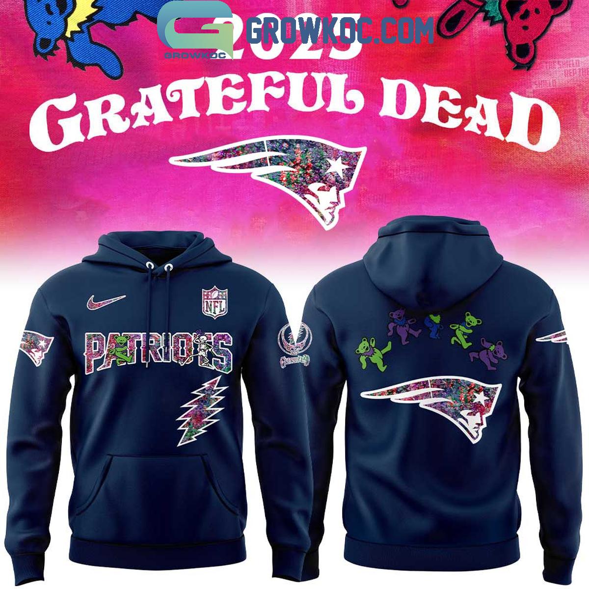 New England Patriots Celebration Grateful Dead 60 Years 2025 Hoodie Shirt 1 2XZas