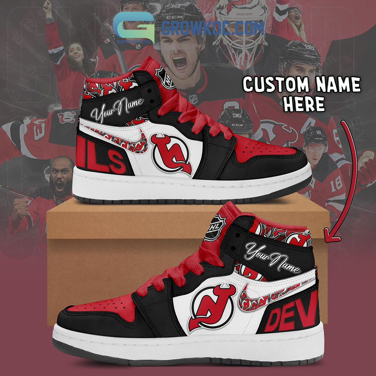 New Jersey Devils NHL Personalized Air Jordan 1 Shoes2B1 IobWv