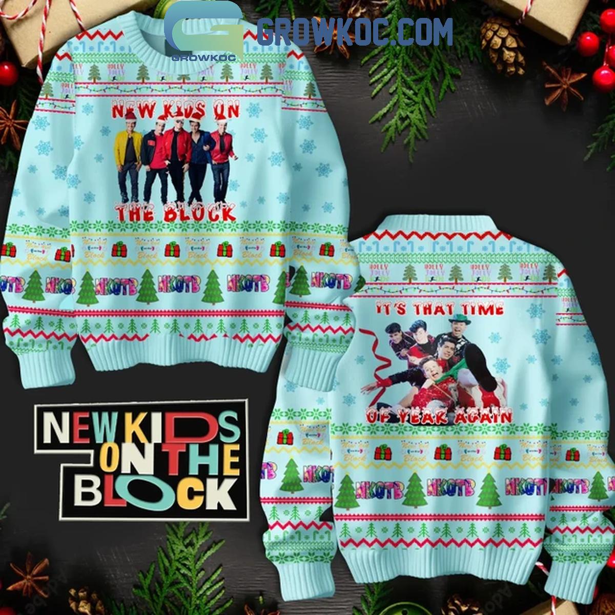 New Kids On The Block Its That Time Of Year Again Christmas Blue Ugly Sweater 1 FLotD