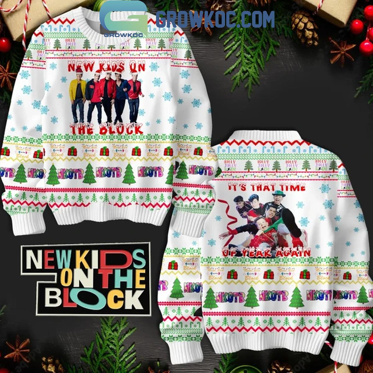New Kids On The Block Its That Time Of Year Again Christmas Ugly Sweater White 1 FFrtb