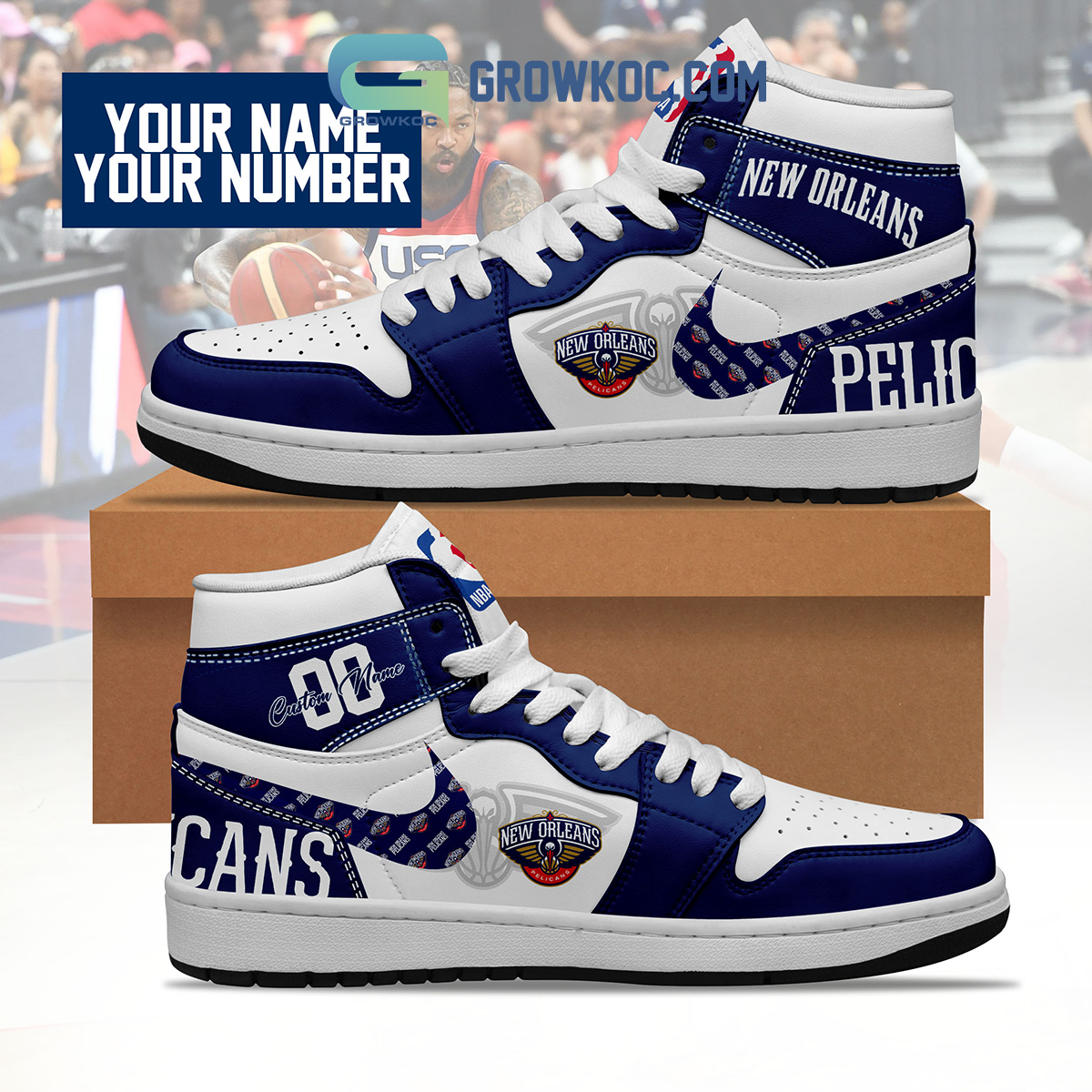 New Orleans Pelicans NBA Personalized Air Jordan 1 Shoes2B1 1WoRj