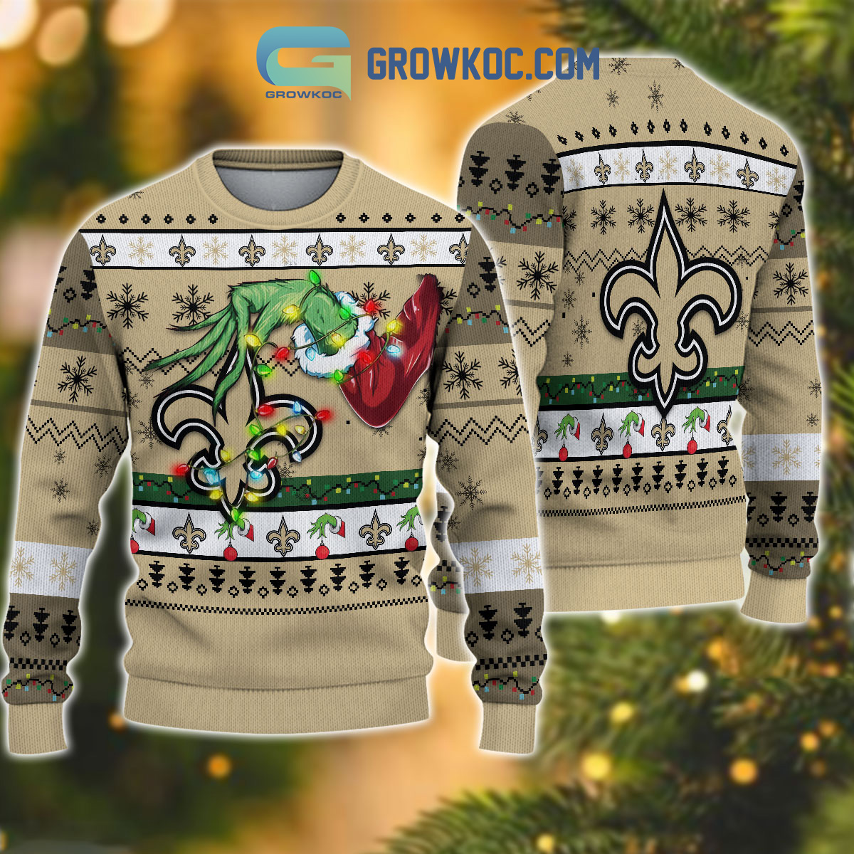 New Orleans Saints NFL Grinch Christmas Ugly Sweater2B1 hfw2A