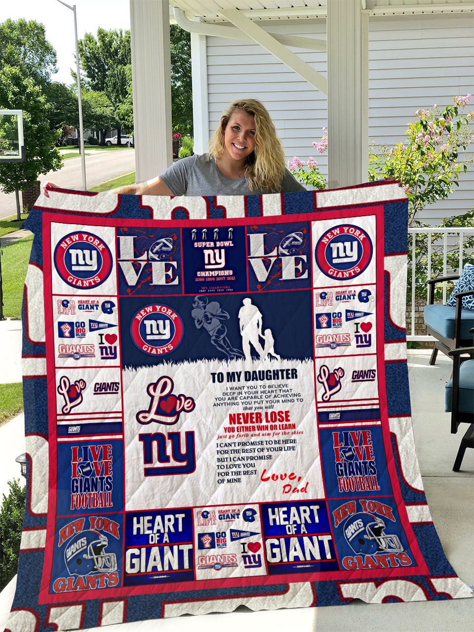 New York Giants To My Daughter Love Dad Quilt Bedding Set Bedroom Decor Gifts for Family 0 New York Giants To My Daughter Love Dad Quilt Bedding Set Bedroom Decor Gifts for Family 0