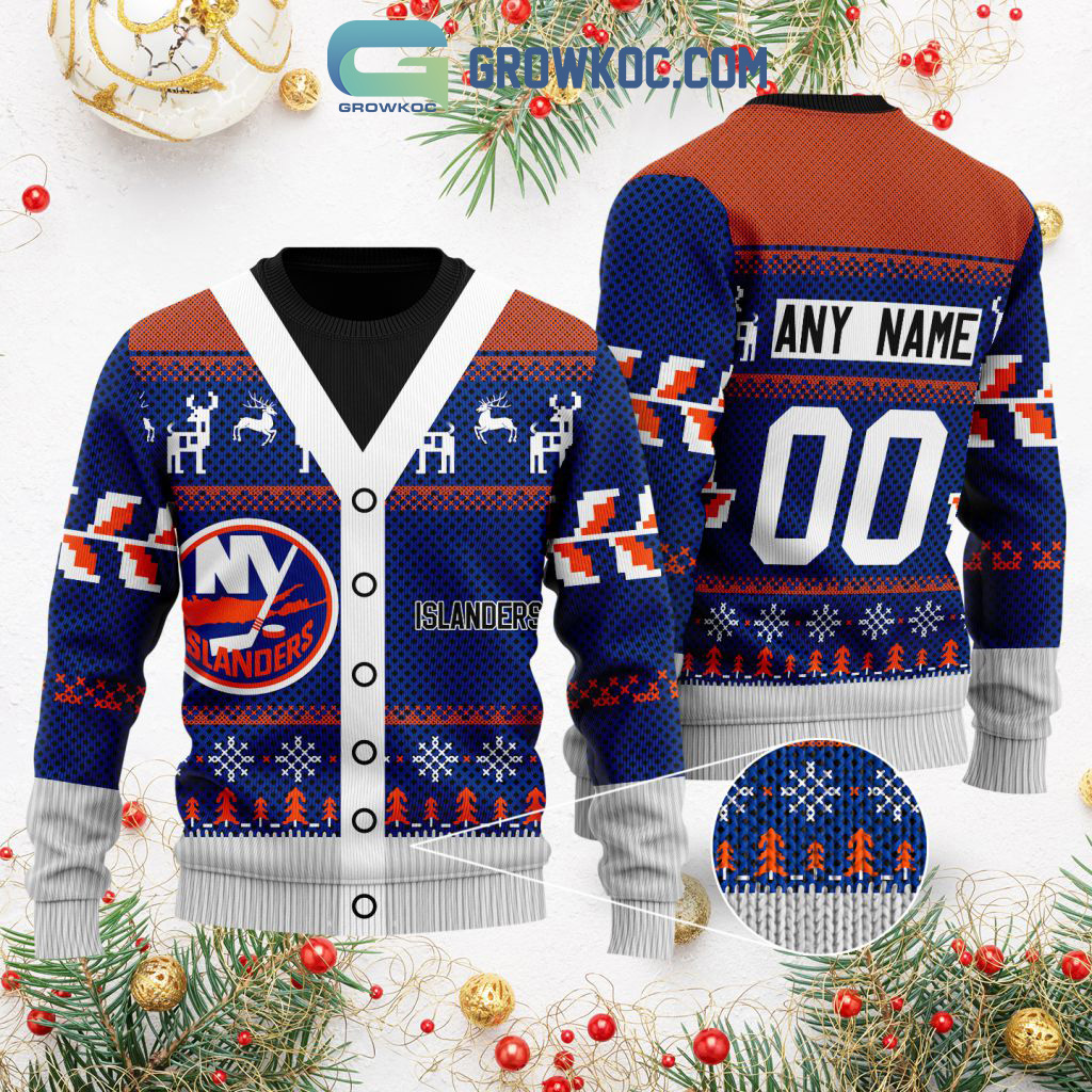 New York Islanders Supporter Custom Name Number Christmas Holiday Ugly Sweater2B0 HgLvY