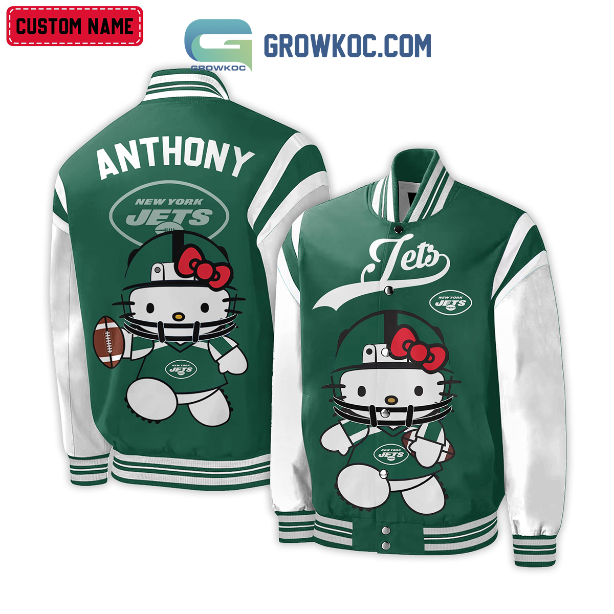 New York Jets NFL Hello Kitty Personalized Baseball Jacket2B1 ryySr
