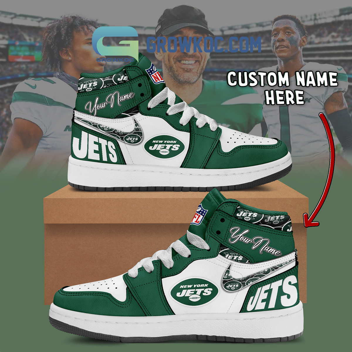 New York Jets Personalized Air Jordan 1 High Top Shoes Sneakers2B1 J4Rvs