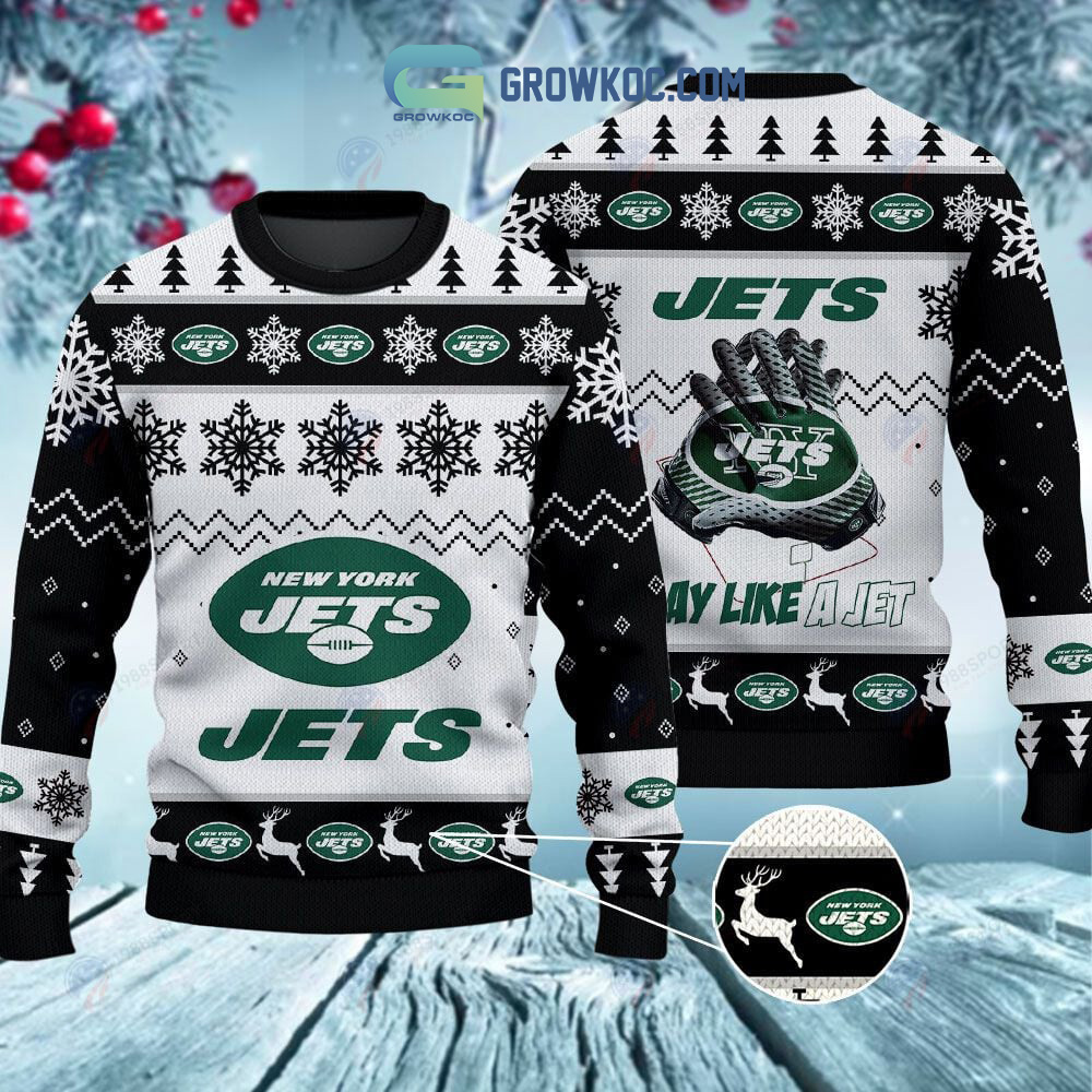 New York Jets Play Like A Jet Christmas Ugly Sweater2B1 l4Ccu