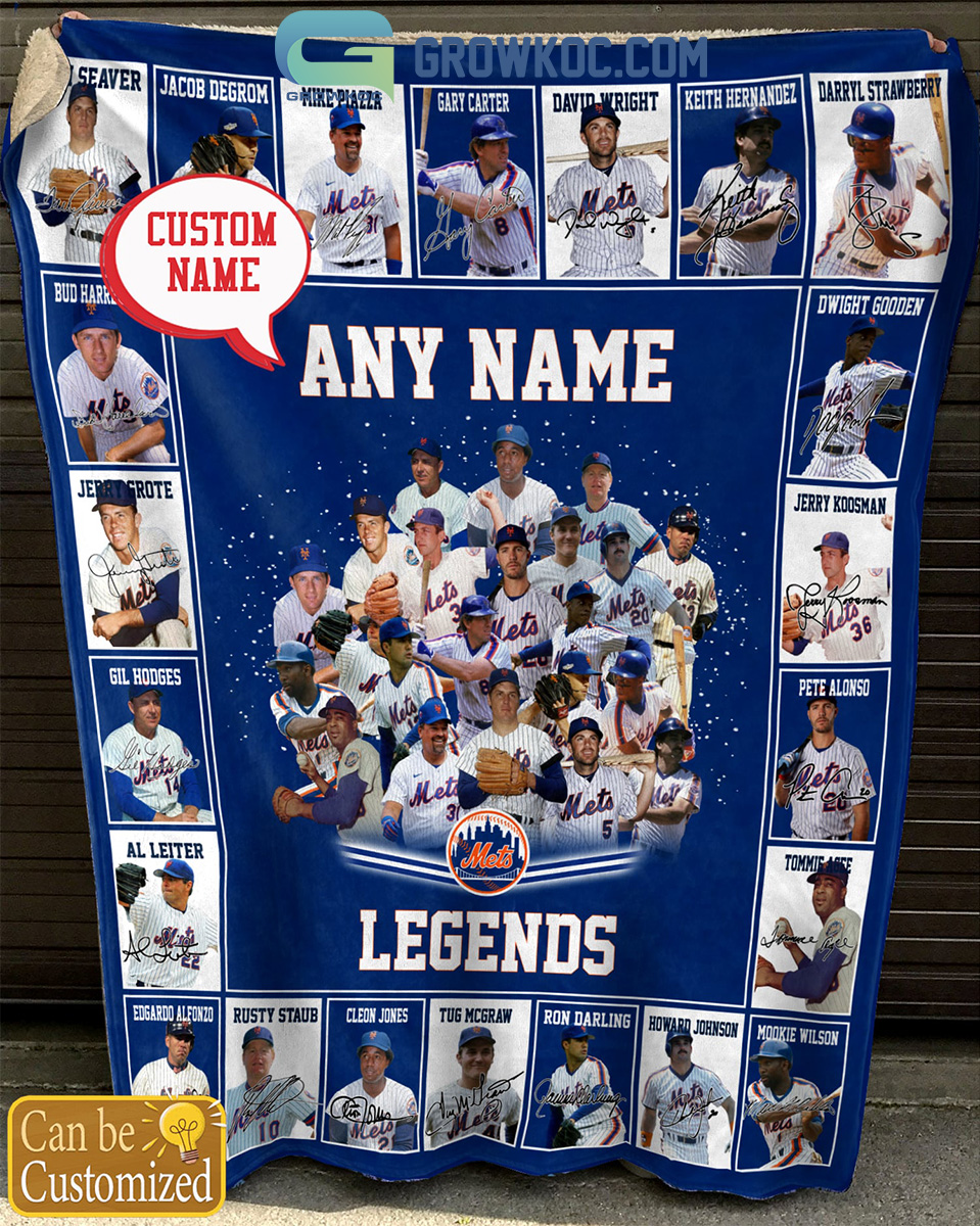 New York Mets Baseball Legends Collection Personalized Fleece Blanket Quilt2B1 1YLCt