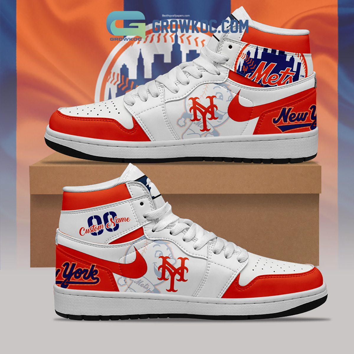 New York Mets MLB Personalized Air Jordan 1 Shoes2B1 75Epe