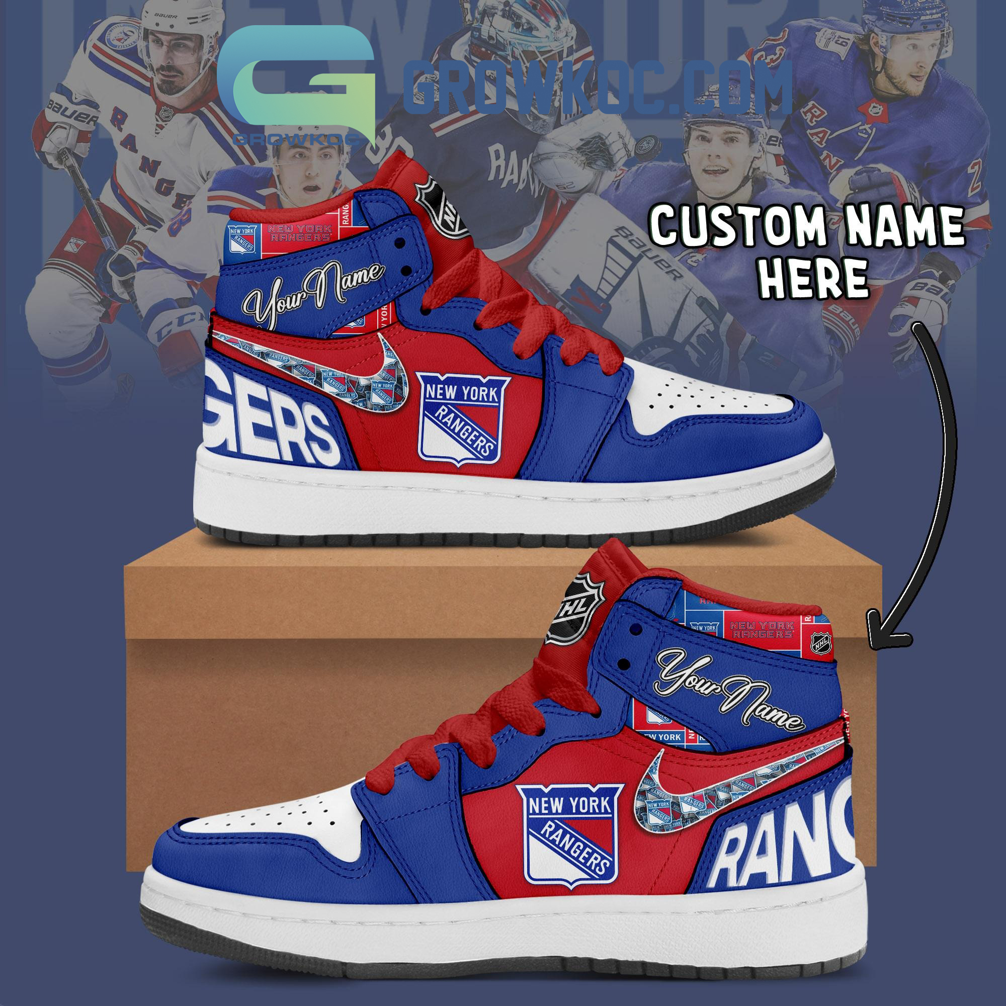 New York Rangers Personalized Air Jordan 1 Shoes