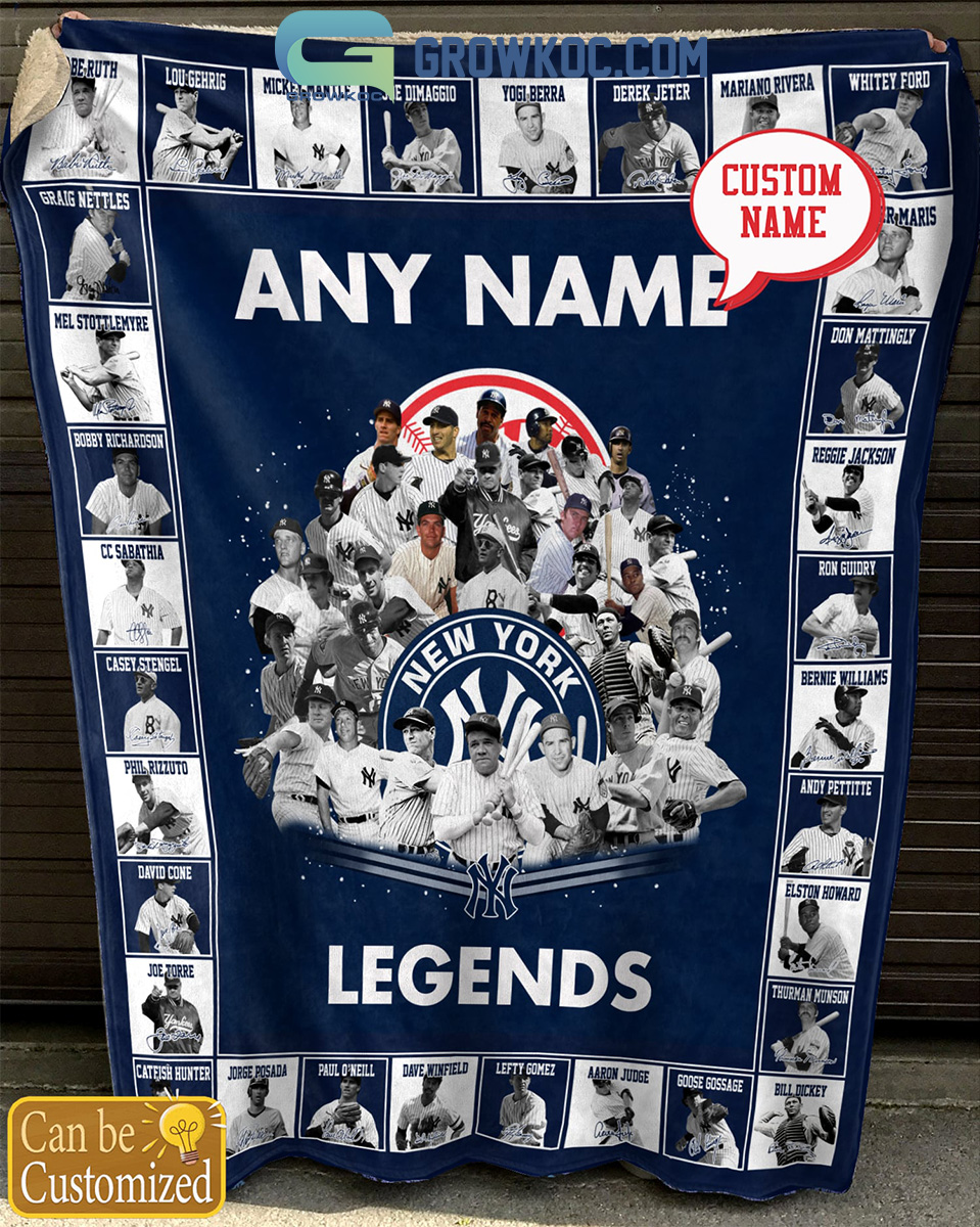 New York Yankees Baseball Legends Collection Personalized Fleece Blanket Quilt2B1 4irWK